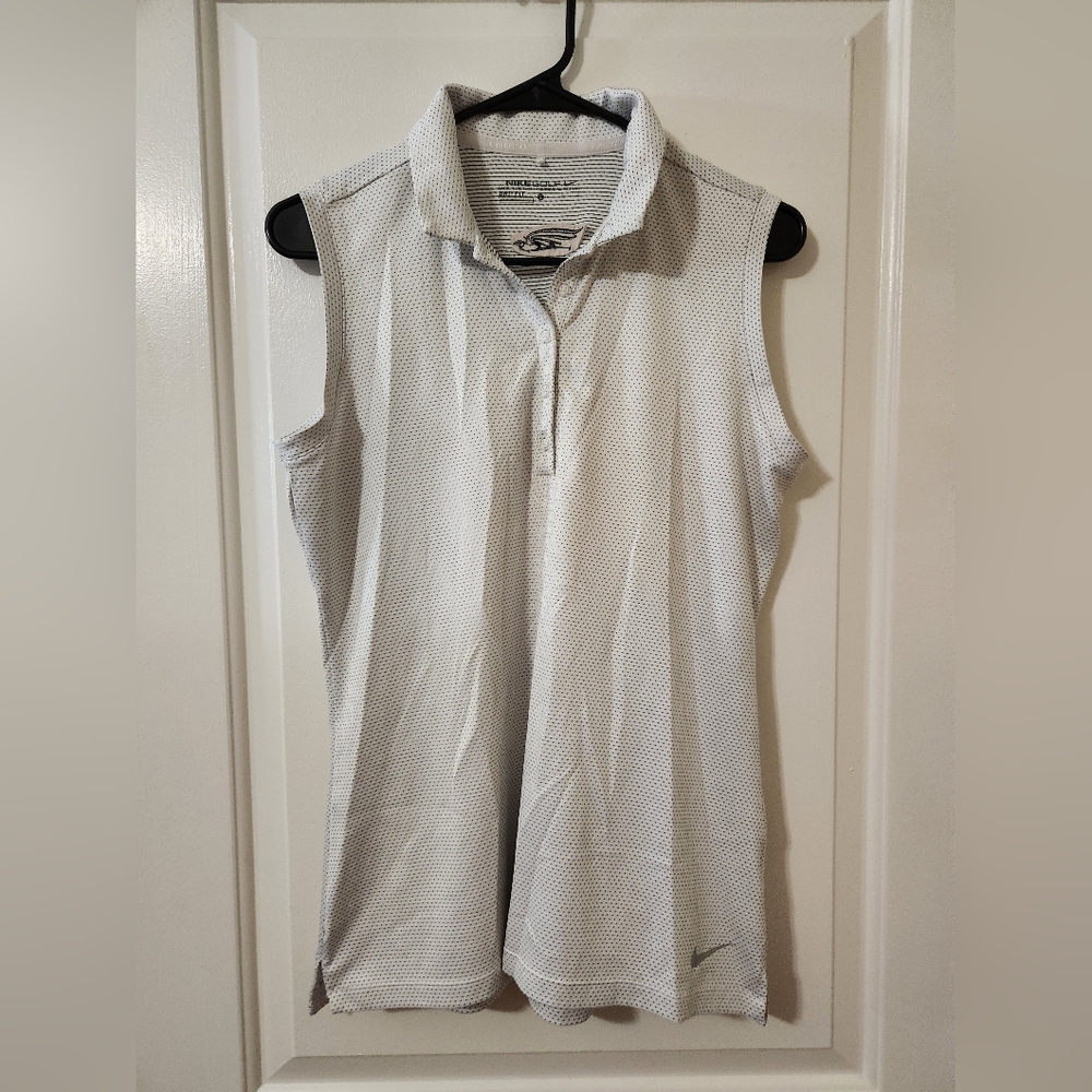 Nike White Sleeveless Polo Tank Top